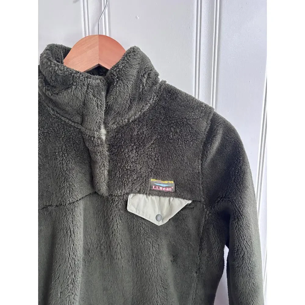 L.L Bean Quarter Snap Button Up Fleece Sweater Logo Women's XS Gorpcore Normcore